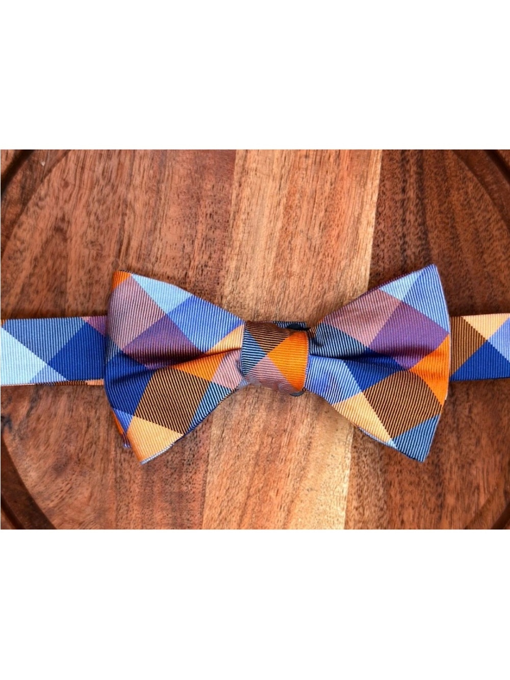 Tommy Hilfiger Blue, Orange & Purple Plaid Bow Tie